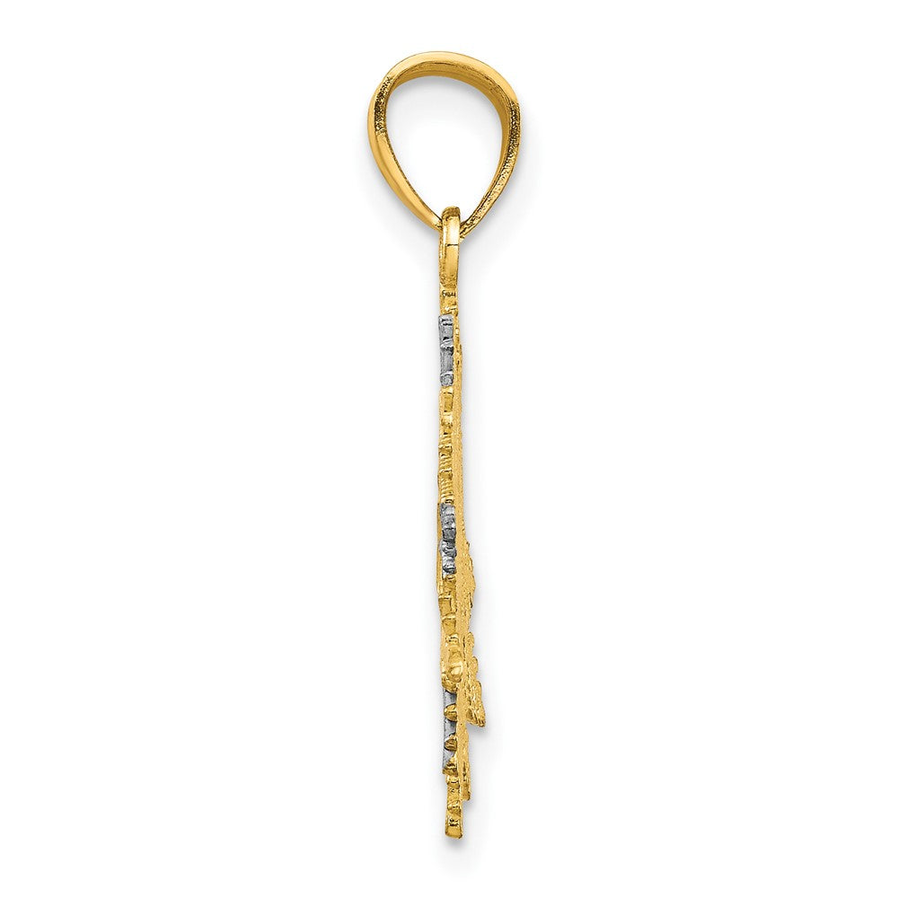 10K Gelb mit Rhodium Schneeflocke Charm