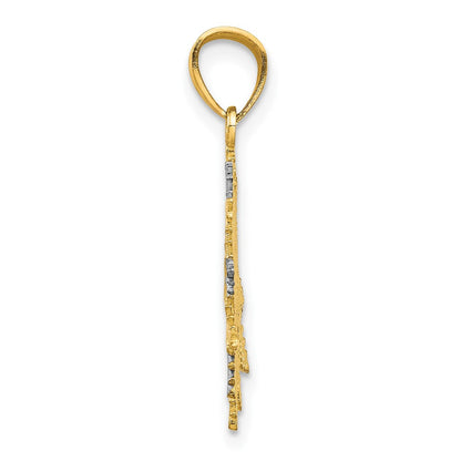 10K Gelb mit Rhodium Schneeflocke Charm