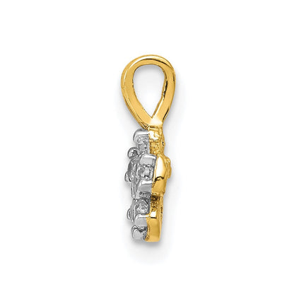 10K Gelbgold Klein Zirkonia Blume Charm
