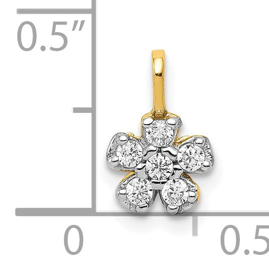 10K Gelbgold Klein Zirkonia Blume Charm