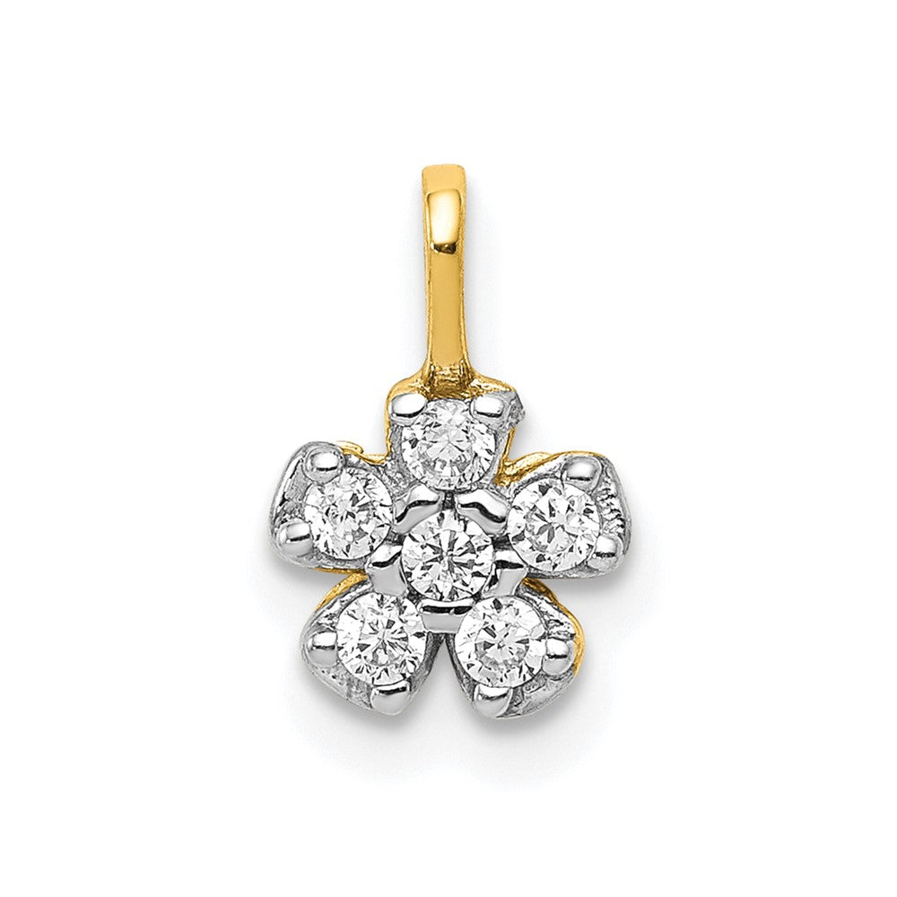 10K Gelbgold Klein Zirkonia Blume Charm