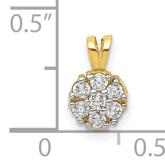 10K Gelbgold Klein Zirkonia Blume Charm