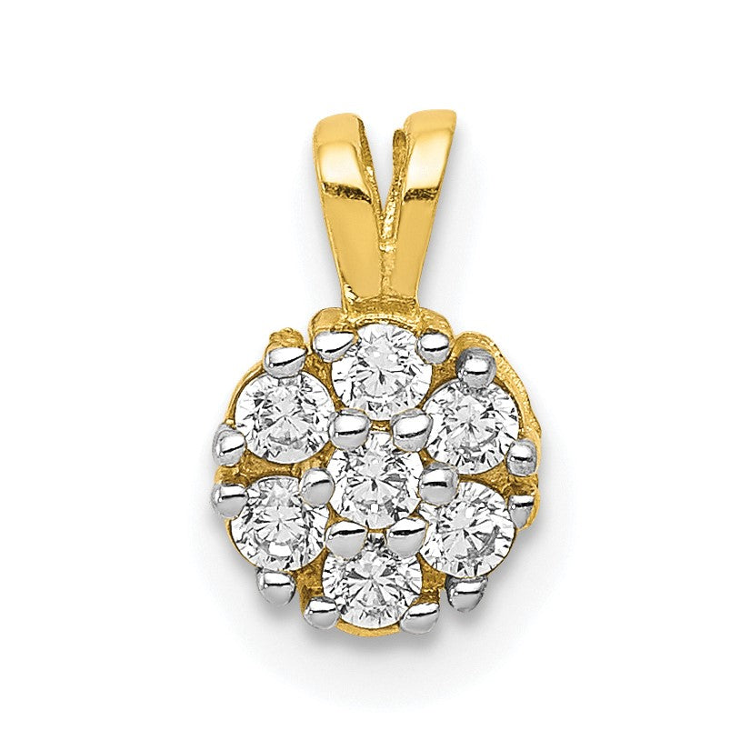 10K Gelbgold Klein Zirkonia Blume Charm