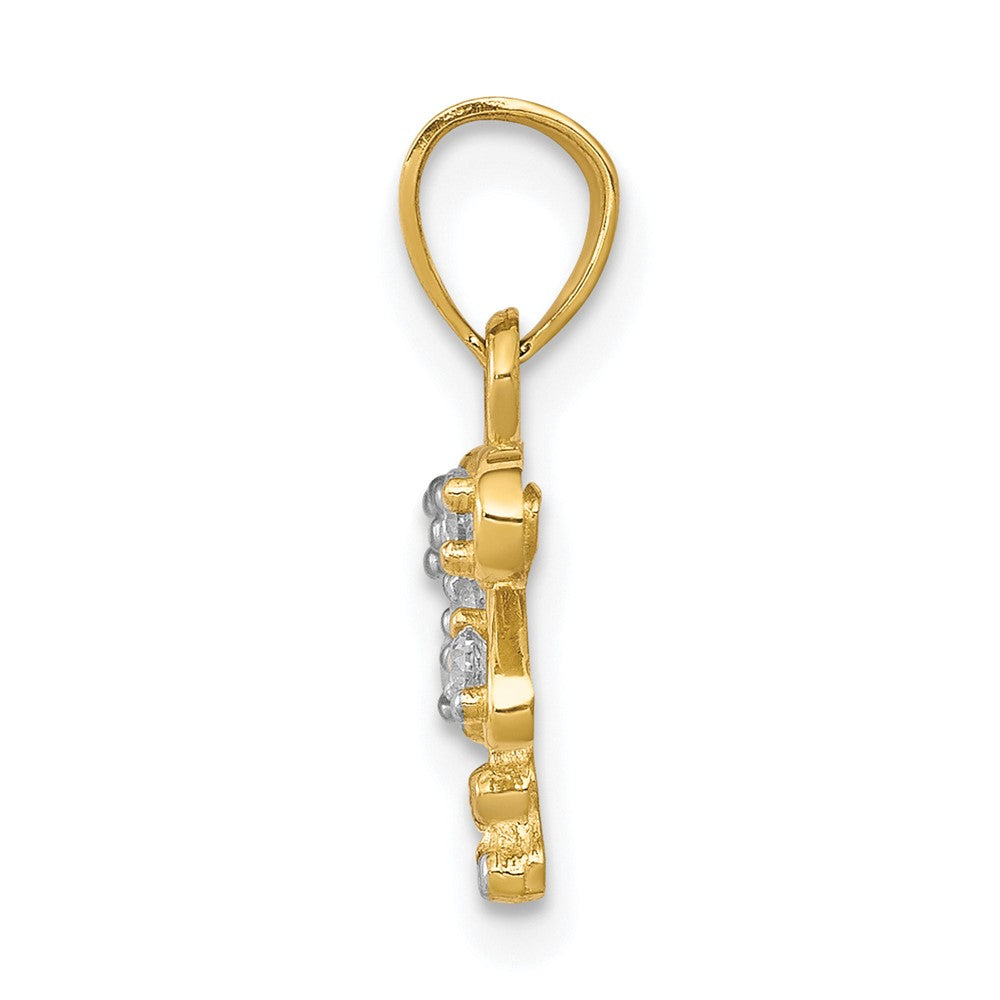 10K Gelb mit Rhodium mit Rhodium Zirkonia Libelle Charm