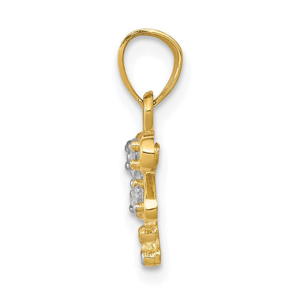 10K Gelb mit Rhodium mit Rhodium Zirkonia Libelle Charm