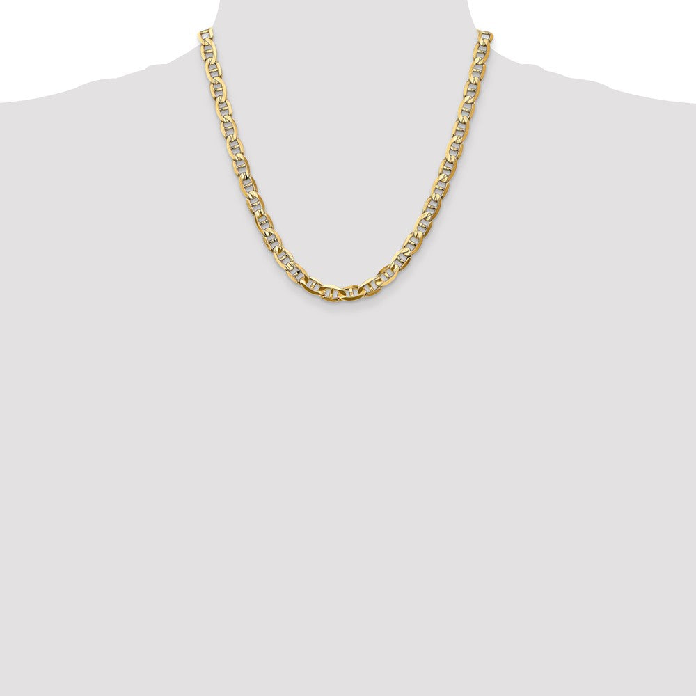 10K Gelbgold 7mm Konkav Anker Halskette