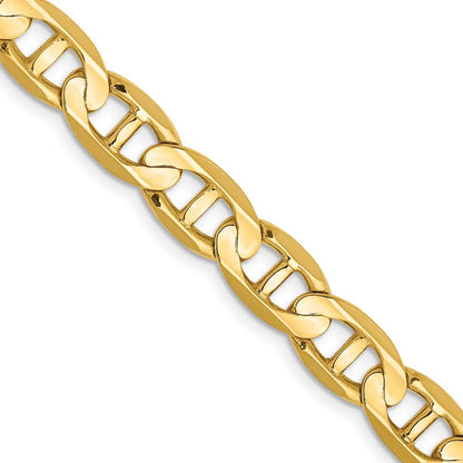 10K Gelbgold 7mm Konkav Anker Halskette