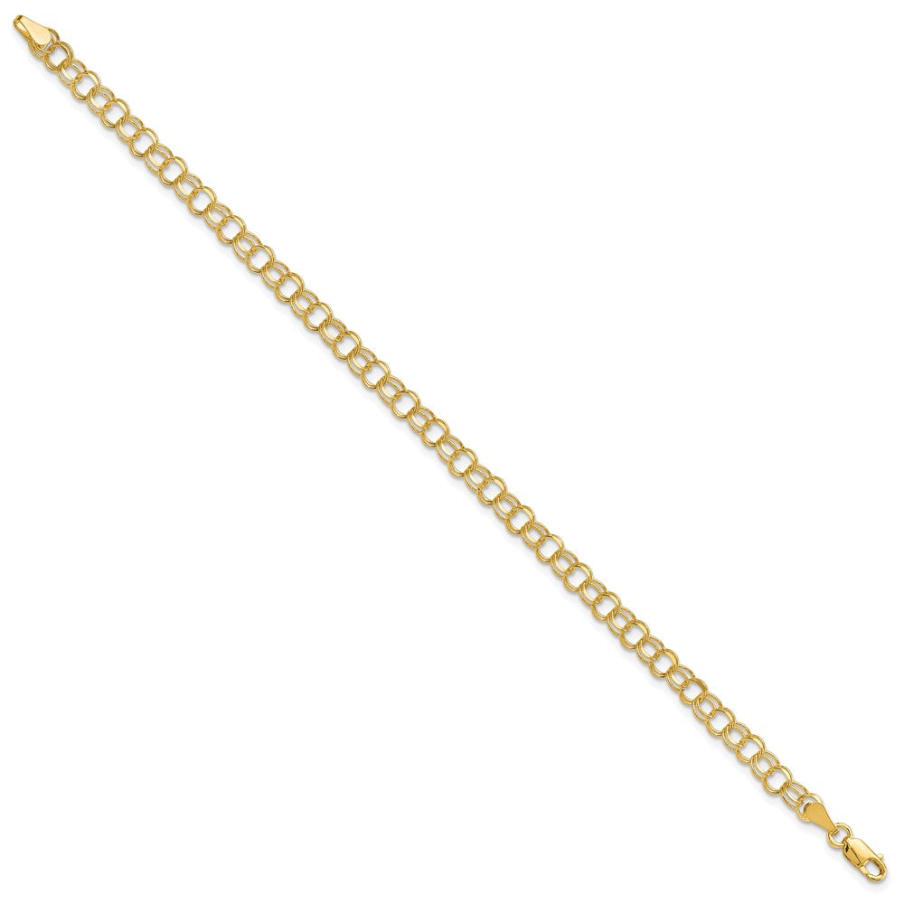 10K Gelbgold 10ky Massiv Doppelt Glieder Charm Armband