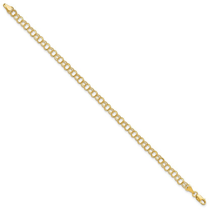 10K Gelbgold 10ky Massiv Doppelt Glieder Charm Armband