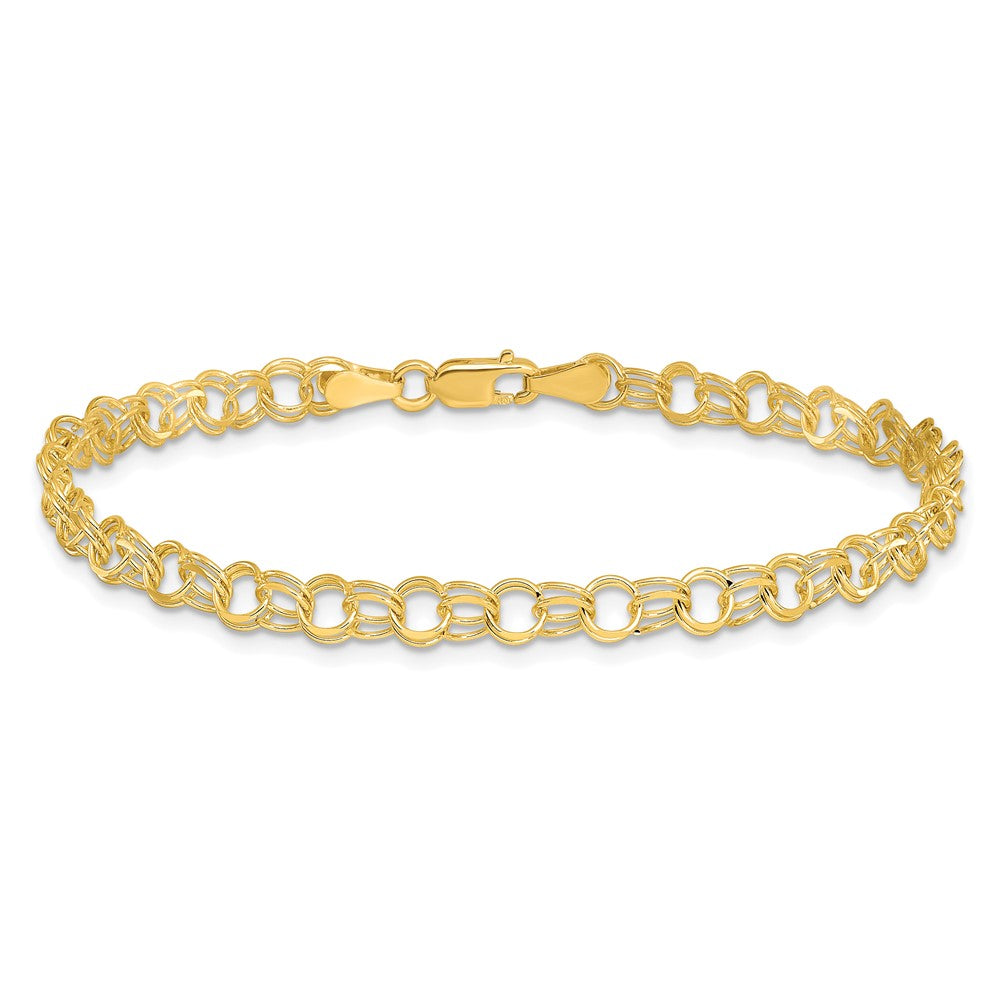 10K Gelbgold 10ky Massiv Doppelt Glieder Charm Armband