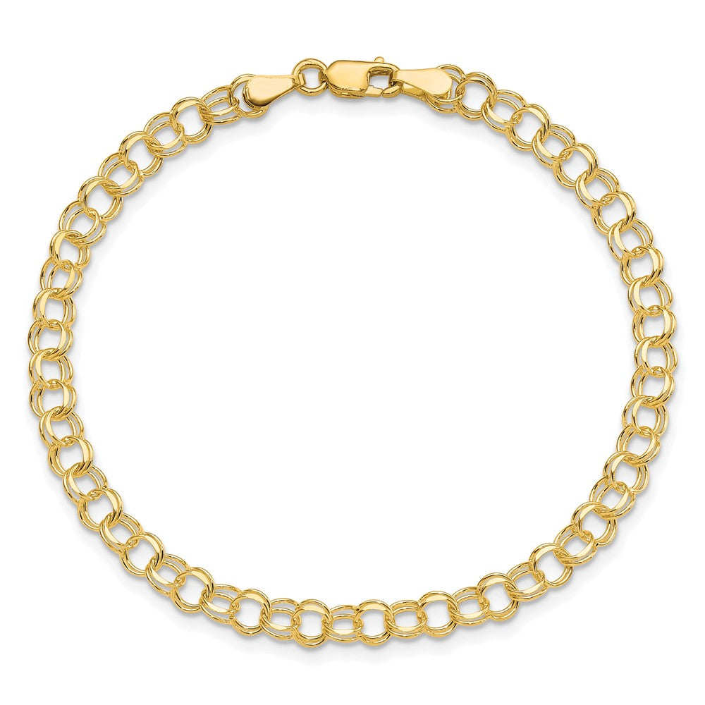 10K Gelbgold 10ky Massiv Doppelt Glieder Charm Armband