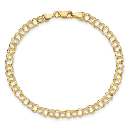 10K Gelbgold 10ky Massiv Doppelt Glieder Charm Armband