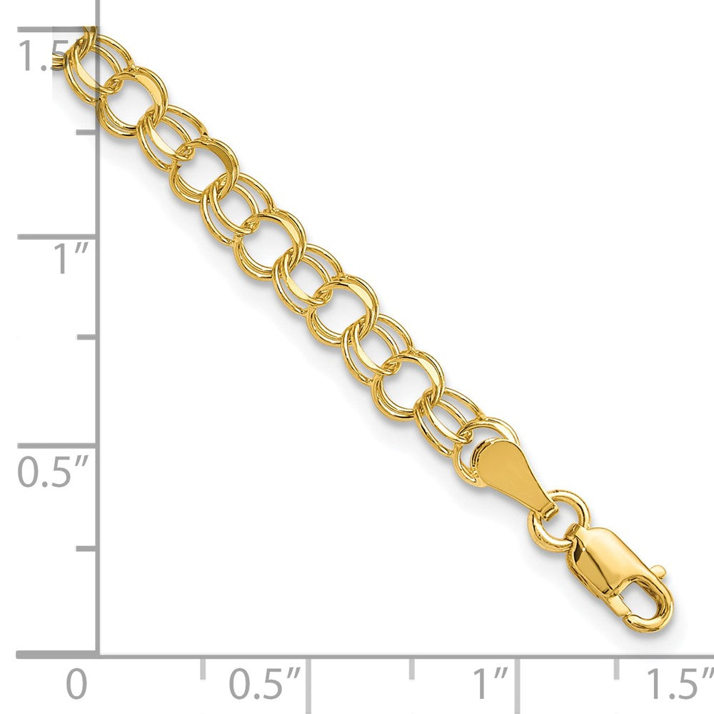 10K Gelbgold 10ky Massiv Doppelt Glieder Charm Armband