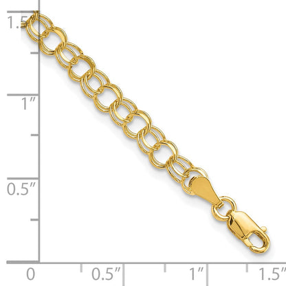 10K Gelbgold 10ky Massiv Doppelt Glieder Charm Armband