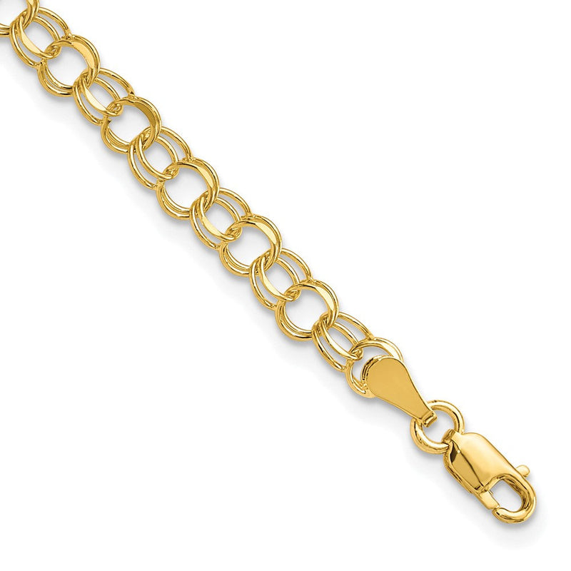 10K Gelbgold 10ky Massiv Doppelt Glieder Charm Armband