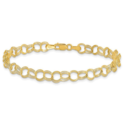 10K Gelbgold Dreifach Glieder Charm Armband