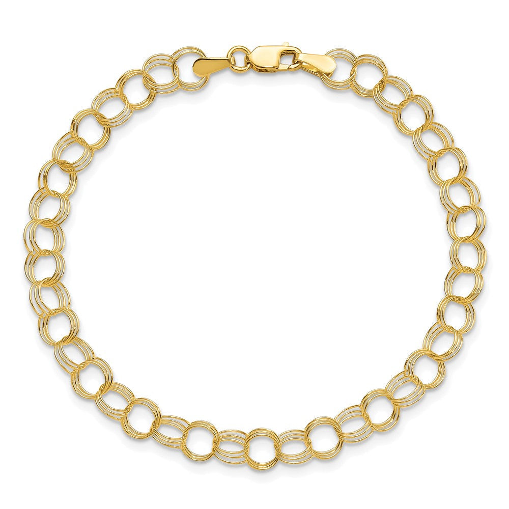 10K Gelbgold Dreifach Glieder Charm Armband