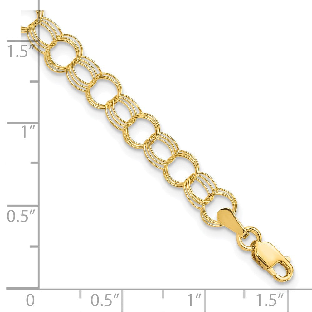 10K Gelbgold Dreifach Glieder Charm Armband