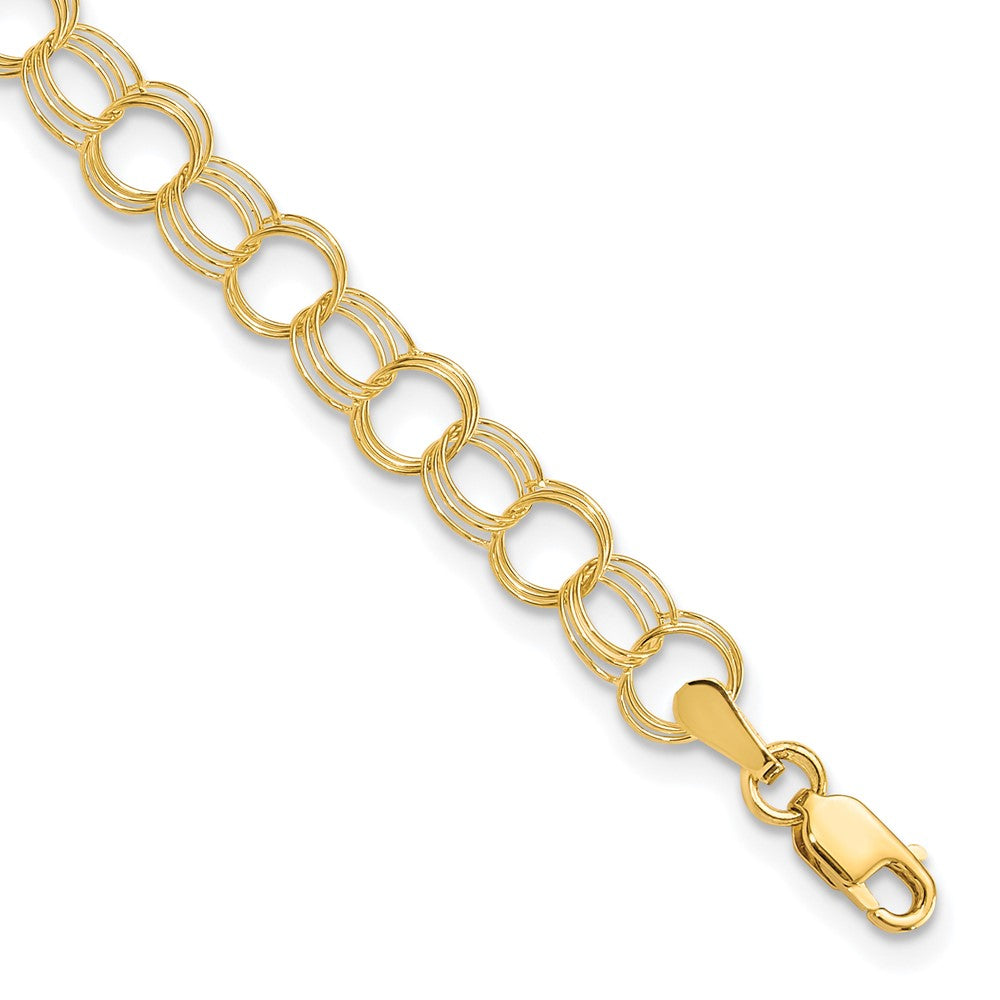 10K Gelbgold Dreifach Glieder Charm Armband