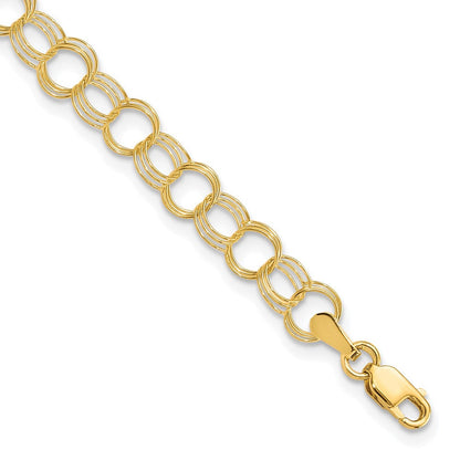 10K Gelbgold Dreifach Glieder Charm Armband