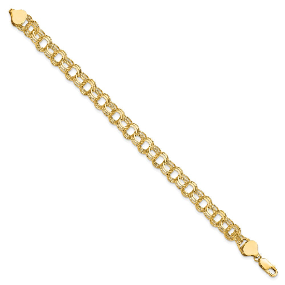10K Gelbgold Dreifach Glieder Charm Armband