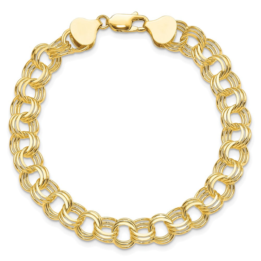 10K Gelbgold Dreifach Glieder Charm Armband