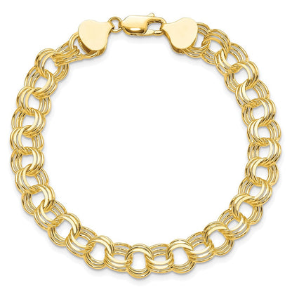 10K Gelbgold Dreifach Glieder Charm Armband