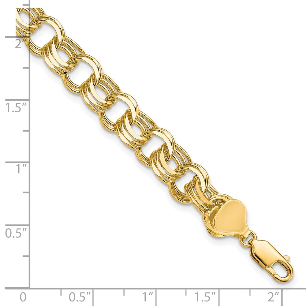 10K Gelbgold Dreifach Glieder Charm Armband