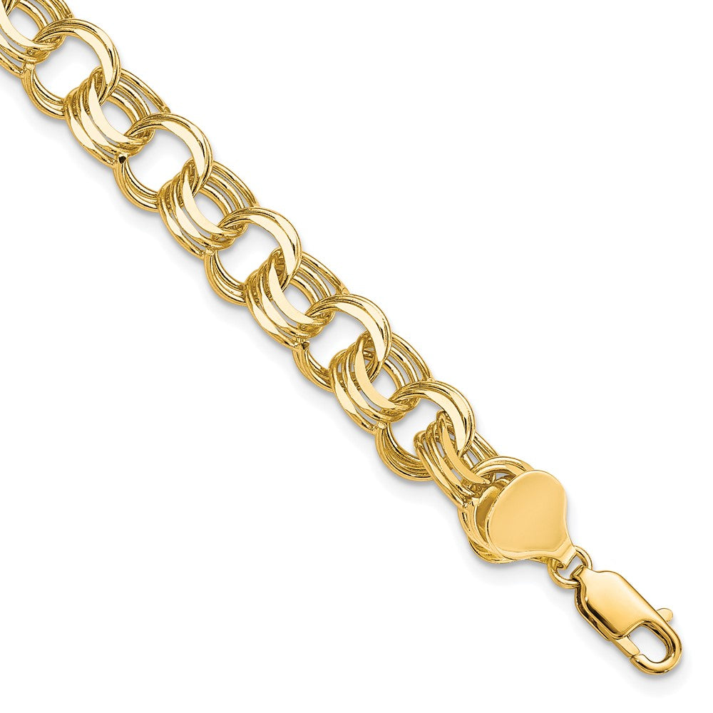 10K Gelbgold Dreifach Glieder Charm Armband
