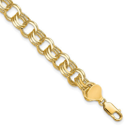 10K Gelbgold Dreifach Glieder Charm Armband