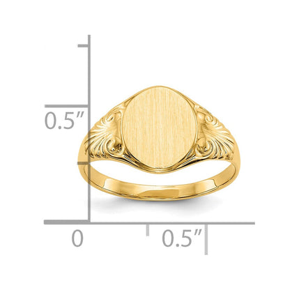 10K Gelbgold 10.0x7.5mm Geschlossen Rückseite Siegel Ring