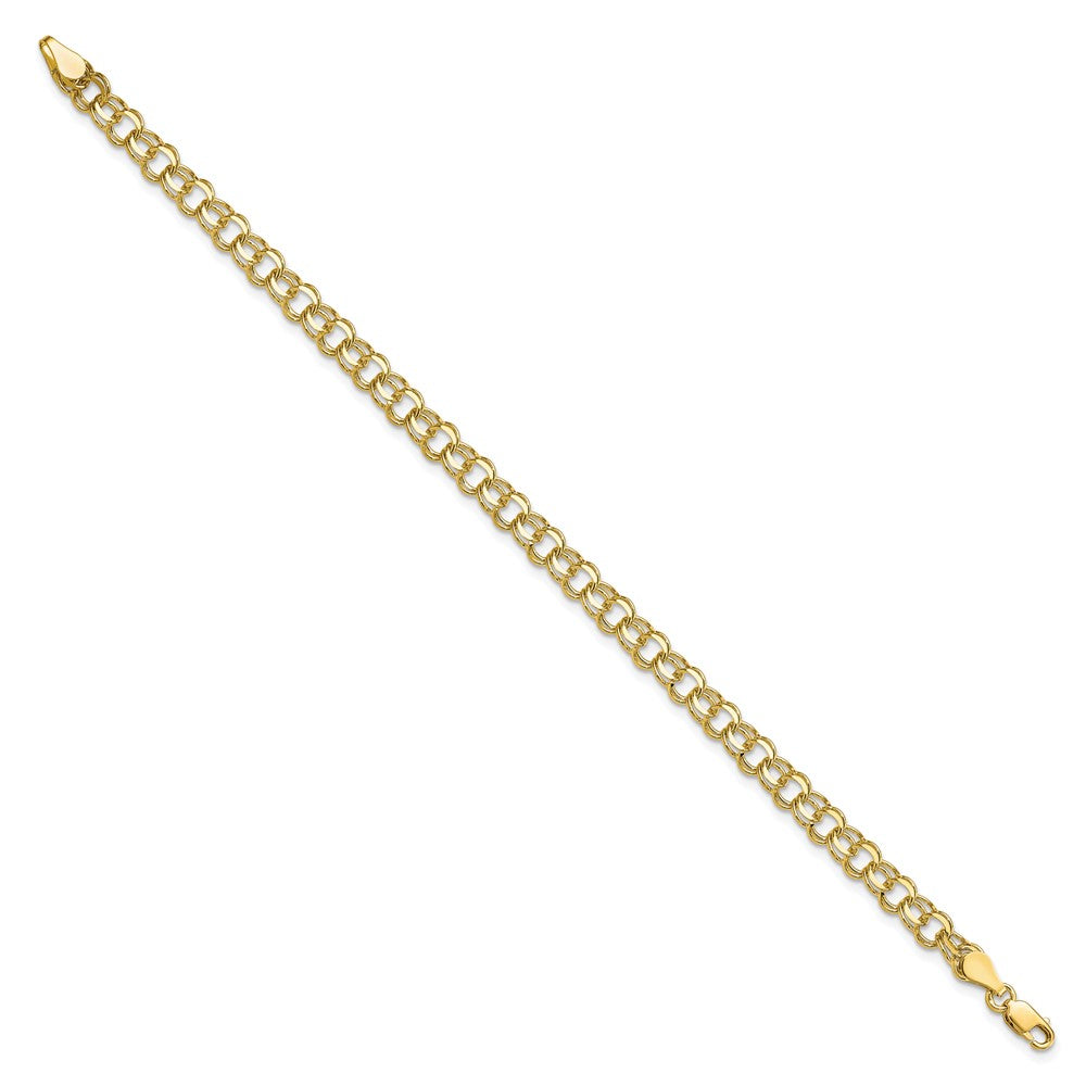 10K Gelbgold Massiv Doppelt Glieder Charm Armband