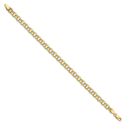 10K Gelbgold Massiv Doppelt Glieder Charm Armband