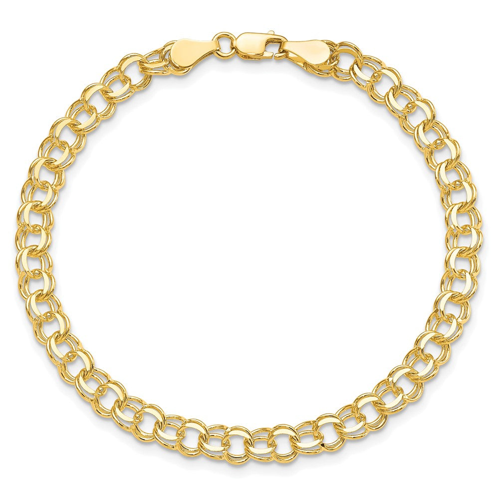 10K Gelbgold Massiv Doppelt Glieder Charm Armband