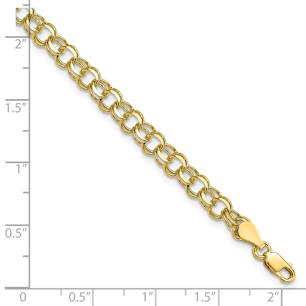 10K Gelbgold Massiv Doppelt Glieder Charm Armband