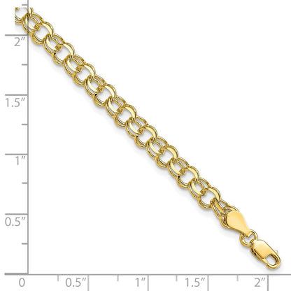10K Gelbgold Massiv Doppelt Glieder Charm Armband