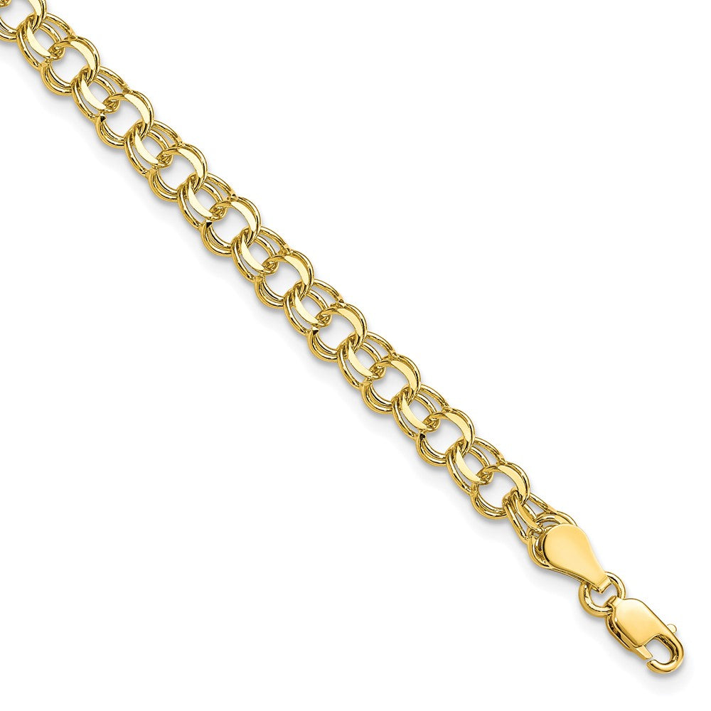 10K Gelbgold Massiv Doppelt Glieder Charm Armband