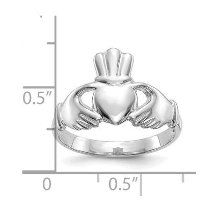 10K Weißgold Poliert Claddagh Ring