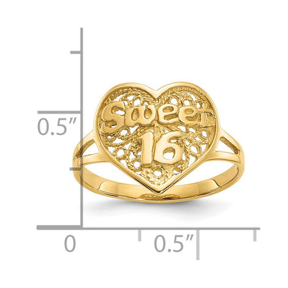 10K Gelbgold 10K Süß 16 Herz Ring