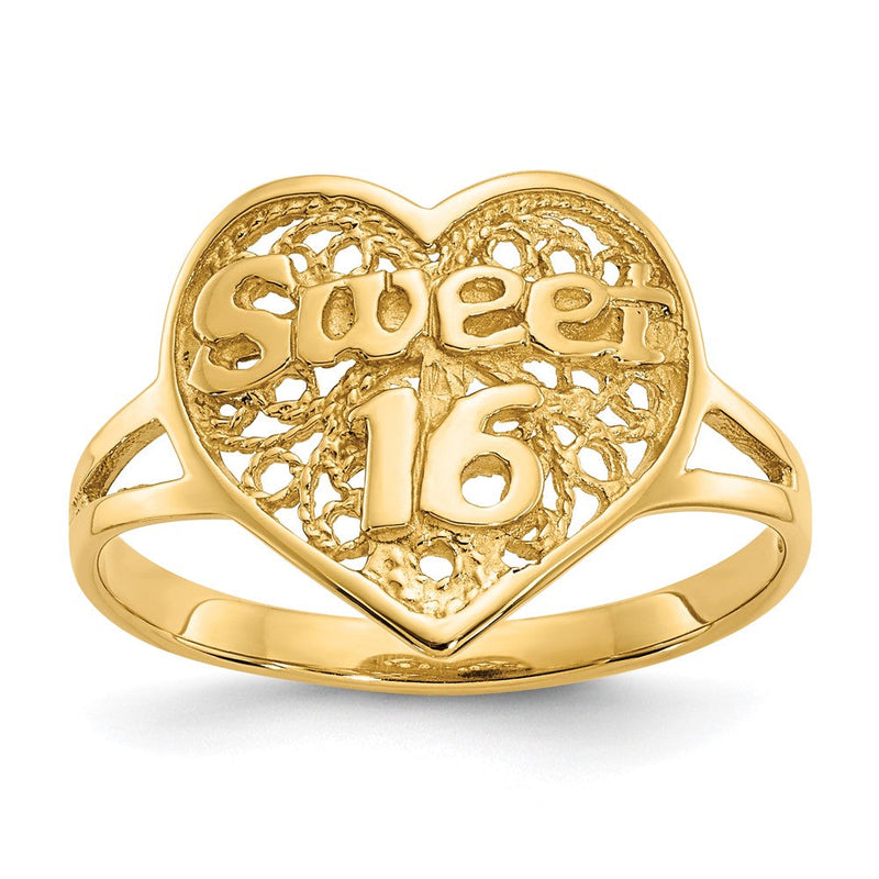 10K Gelbgold 10K Süß 16 Herz Ring