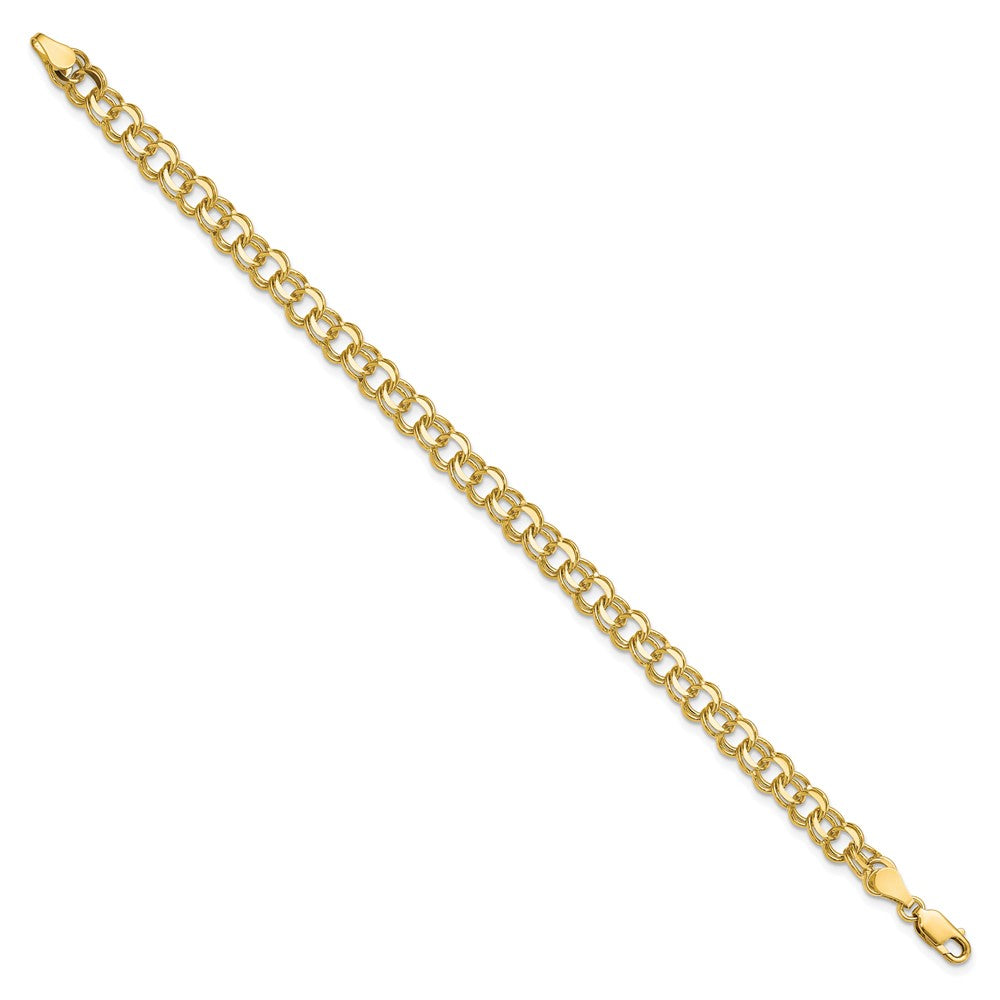 10K Gelbgold 10ky Massiv Doppelt Glieder Charm Armband