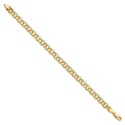10K Gelbgold 10ky Massiv Doppelt Glieder Charm Armband