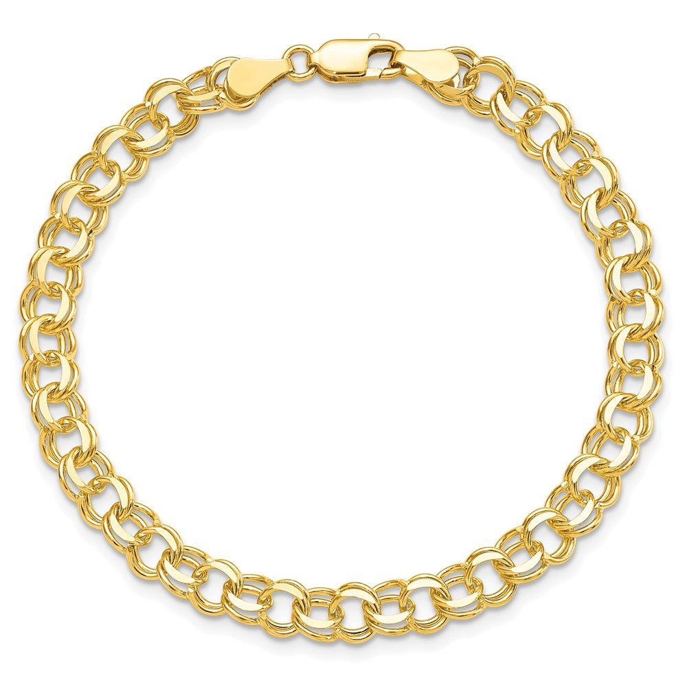 10K Gelbgold 10ky Massiv Doppelt Glieder Charm Armband