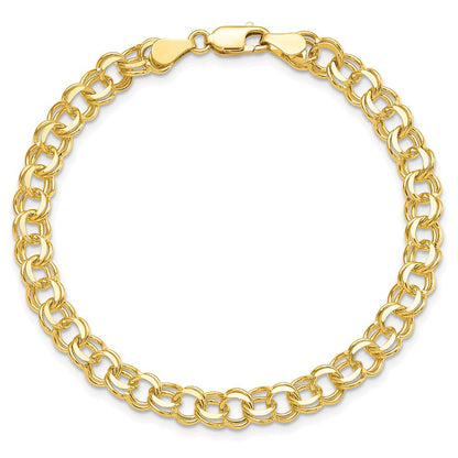 10K Gelbgold 10ky Massiv Doppelt Glieder Charm Armband