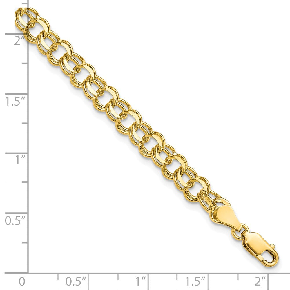 10K Gelbgold 10ky Massiv Doppelt Glieder Charm Armband