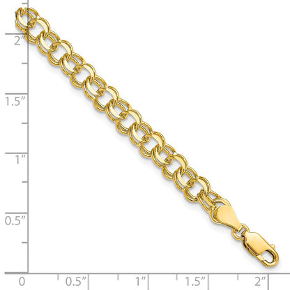 10K Gelbgold 10ky Massiv Doppelt Glieder Charm Armband