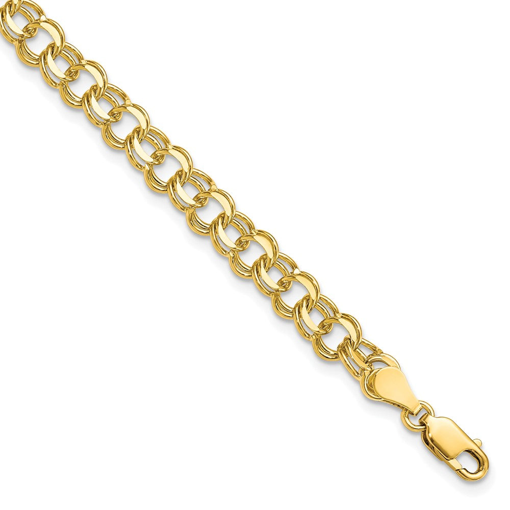 10K Gelbgold 10ky Massiv Doppelt Glieder Charm Armband