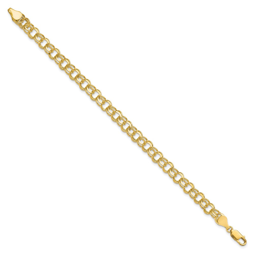 10K Gelbgold Massiv Doppelt Glieder Charm Armband