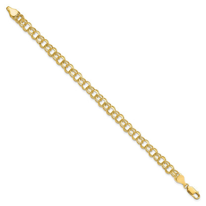 10K Gelbgold Massiv Doppelt Glieder Charm Armband
