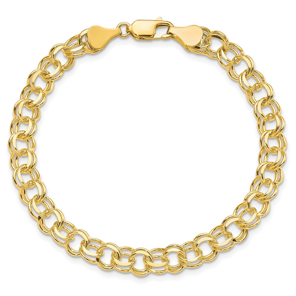 10K Gelbgold Massiv Doppelt Glieder Charm Armband